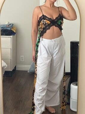 Leopard Print Crop Top with Lace Trim